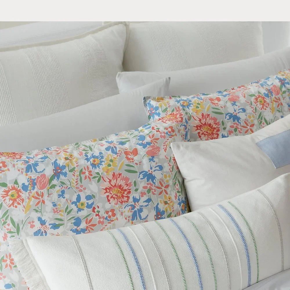 5 Pc Set Lauren Ralph Lauren Macey Duvet Cover Set & Texture Stripe Euro Shams